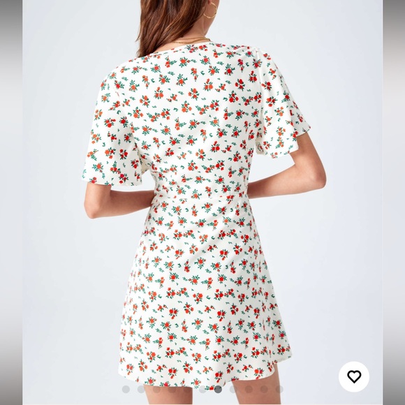 Floral V-neck Short Sleeve Mini Dress - Picture 3 of 9